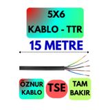 Öznur 5x6 Ttr Kablo (Siyah) Metre Seçenekli - 15 METRE