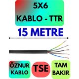 Öznur 5x6 Ttr Kablo (Siyah) Metre Seçenekli - 15 METRE