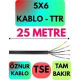 Öznur 5x6 Ttr Kablo (Siyah) Metre Seçenekli - 25 METRE