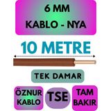 Öznur 6 mm Nya Kablo Metre Seçenekli (Kahverengi) - 10 METRE