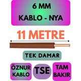 Öznur 6 mm Nya Kablo Metre Seçenekli (Kahverengi) - 11 METRE