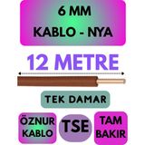 Öznur 6 mm Nya Kablo Metre Seçenekli (Kahverengi) - 12 METRE