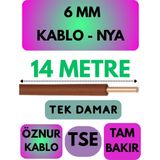 Öznur 6 mm Nya Kablo Metre Seçenekli (Kahverengi) - 14 METRE
