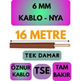 Öznur 6 mm Nya Kablo Metre Seçenekli (Kahverengi) - 16 METRE