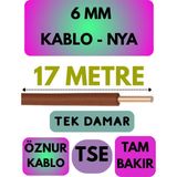 Öznur 6 mm Nya Kablo Metre Seçenekli (Kahverengi) - 17 METRE
