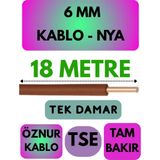 Öznur 6 mm Nya Kablo Metre Seçenekli (Kahverengi) - 18 METRE