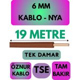 Öznur 6 mm Nya Kablo Metre Seçenekli (Kahverengi) - 19 METRE