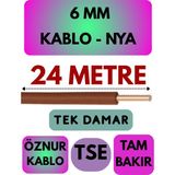 Öznur 6 mm Nya Kablo Metre Seçenekli (Kahverengi) - 24 METRE