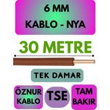 Öznur 6 mm Nya Kablo Metre Seçenekli (Kahverengi) - 30 METRE