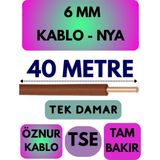 Öznur 6 mm Nya Kablo Metre Seçenekli (Kahverengi) - 40 METRE