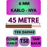 Öznur 6 mm Nya Kablo Metre Seçenekli (Kahverengi) - 45 METRE