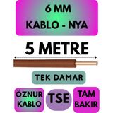 Öznur 6 mm Nya Kablo Metre Seçenekli (Kahverengi) - 5 METRE