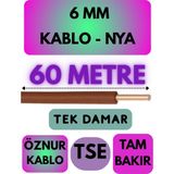 Öznur 6 mm Nya Kablo Metre Seçenekli (Kahverengi) - 60 METRE