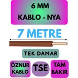 Öznur 6 mm Nya Kablo Metre Seçenekli (Kahverengi) - 7 METRE