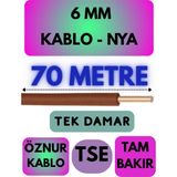 Öznur 6 mm Nya Kablo Metre Seçenekli (Kahverengi) - 70 METRE