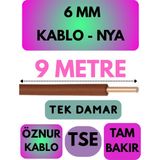 Öznur 6 mm Nya Kablo Metre Seçenekli (Kahverengi) - 9 METRE