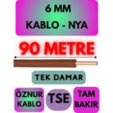 Öznur 6 mm Nya Kablo Metre Seçenekli (Kahverengi) - 90 METRE