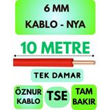Öznur 6 mm Nya Kablo Metre Seçenekli (Kırmızı) - 10 METRE