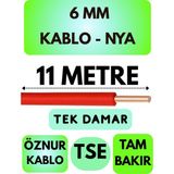 Öznur 6 mm Nya Kablo Metre Seçenekli (Kırmızı) - 11 METRE