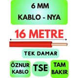 Öznur 6 mm Nya Kablo Metre Seçenekli (Kırmızı) - 16 METRE