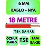 Öznur 6 mm Nya Kablo Metre Seçenekli (Kırmızı) - 18 METRE