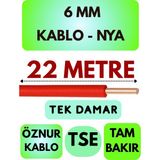 Öznur 6 mm Nya Kablo Metre Seçenekli (Kırmızı) - 22 METRE