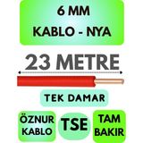 Öznur 6 mm Nya Kablo Metre Seçenekli (Kırmızı) - 23 METRE