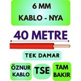 Öznur 6 mm Nya Kablo Metre Seçenekli (Kırmızı) - 40 METRE