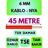 Öznur 6 mm Nya Kablo Metre Seçenekli (Kırmızı) - 45 METRE
