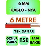 Öznur 6 mm Nya Kablo Metre Seçenekli (Kırmızı) - 6 METRE