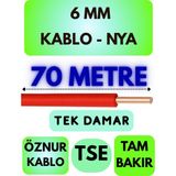 Öznur 6 mm Nya Kablo Metre Seçenekli (Kırmızı) - 70 METRE