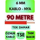 Öznur 6 mm Nya Kablo Metre Seçenekli (Kırmızı) - 90 METRE