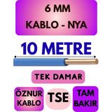 Öznur 6 mm Nya Kablo Metre Seçenekli (Mavi) - 10 METRE