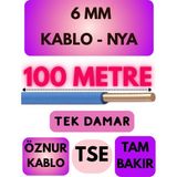 Öznur 6 mm Nya Kablo Metre Seçenekli (Mavi) - 100 METRE