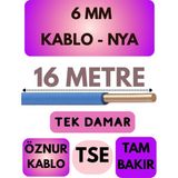 Öznur 6 mm Nya Kablo Metre Seçenekli (Mavi) - 16 METRE