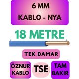 Öznur 6 mm Nya Kablo Metre Seçenekli (Mavi) - 18 METRE