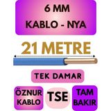 Öznur 6 mm Nya Kablo Metre Seçenekli (Mavi) - 21 METRE