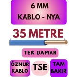 Öznur 6 mm Nya Kablo Metre Seçenekli (Mavi) - 35 METRE