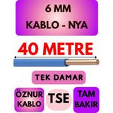 Öznur 6 mm Nya Kablo Metre Seçenekli (Mavi) - 40 METRE