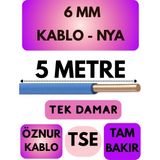 Öznur 6 mm Nya Kablo Metre Seçenekli (Mavi) - 5 METRE