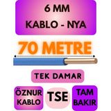 Öznur 6 mm Nya Kablo Metre Seçenekli (Mavi) - 70 METRE