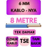 Öznur 6 mm Nya Kablo Metre Seçenekli (Mavi) - 8 METRE