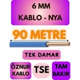Öznur 6 mm Nya Kablo Metre Seçenekli (Mavi) - 90 METRE