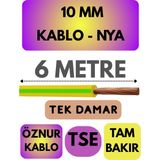 Öznur 6 mm Nya Kablo Metre Seçenekli (Sarı-Yeşil) - 10 METRE