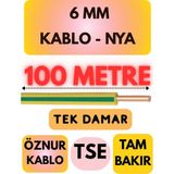 Öznur 6 mm Nya Kablo Metre Seçenekli (Sarı-Yeşil) - 100 METRE