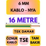 Öznur 6 mm Nya Kablo Metre Seçenekli (Sarı-Yeşil) - 16 METRE