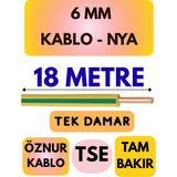 Öznur 6 mm Nya Kablo Metre Seçenekli (Sarı-Yeşil) - 18 METRE