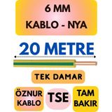 Öznur 6 mm Nya Kablo Metre Seçenekli (Sarı-Yeşil) - 20 METRE
