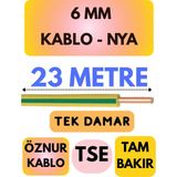 Öznur 6 mm Nya Kablo Metre Seçenekli (Sarı-Yeşil) - 23 METRE