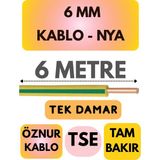 Öznur 6 mm Nya Kablo Metre Seçenekli (Sarı-Yeşil) - 6 METRE